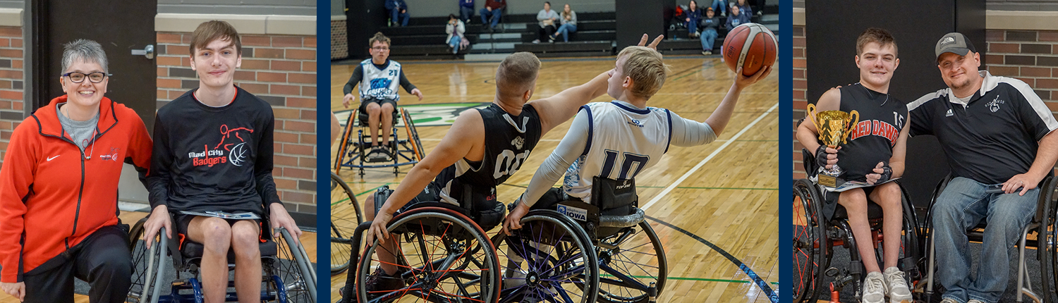 3 pictures of participants playing and receiving awards at the Grizzlies Invitational